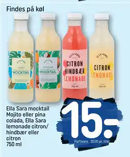 REMA 1000 Ella Sara mocktail Mojito eller pina colada, Ella Sara lemonade citron/ hindbær eller citron 750 ml tilbud