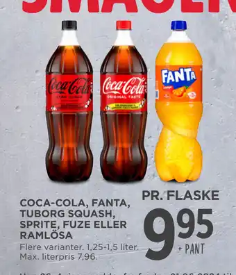 MENY COCA-COLA, FANTA, TUBORG SQUASH, SPRITE, FUZE ELLER RAMLÖSA tilbud