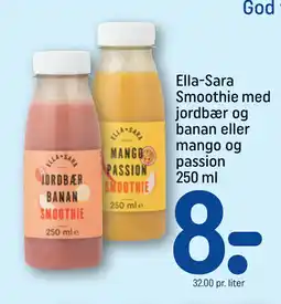 REMA 1000 Ella-Sara Smoothie med jordbær og banan eller mango og passion 250 ml tilbud