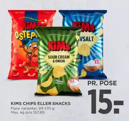 MENY KIMS CHIPS ELLER SNACKS tilbud