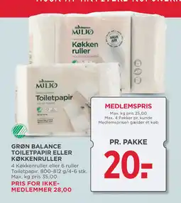 MENY GRØN BALANCE TOILETPAPIR ELLER KØKKENRULLER tilbud