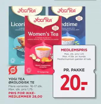 MENY YOGI TEA ØKOLOGISK TE tilbud