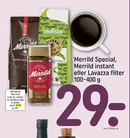 REMA 1000 Merrild Special, Merrild instant eller Lavazza filter 100-400 g tilbud