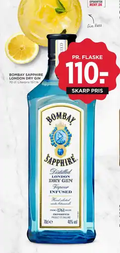 MENY BOMBAY SAPPHIRE LONDON DRY GIN tilbud