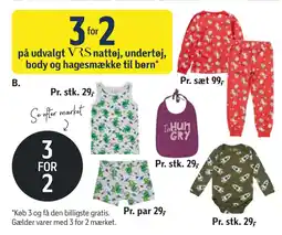 Føtex 3 for 2 på udvalgt nattøj, undertøj, body og hagesmække til børn tilbud