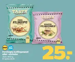 Netto Forstegte kyllingespyd eller -strimler tilbud
