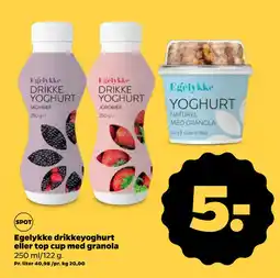 Netto Egelykke drikkeyoghurt eller top cup med granola tilbud