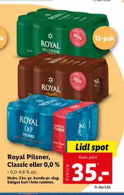 Lidl Royal Pilsner, Classic eller 0,0 % tilbud