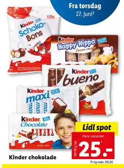 Lidl Kinder chokolade tilbud