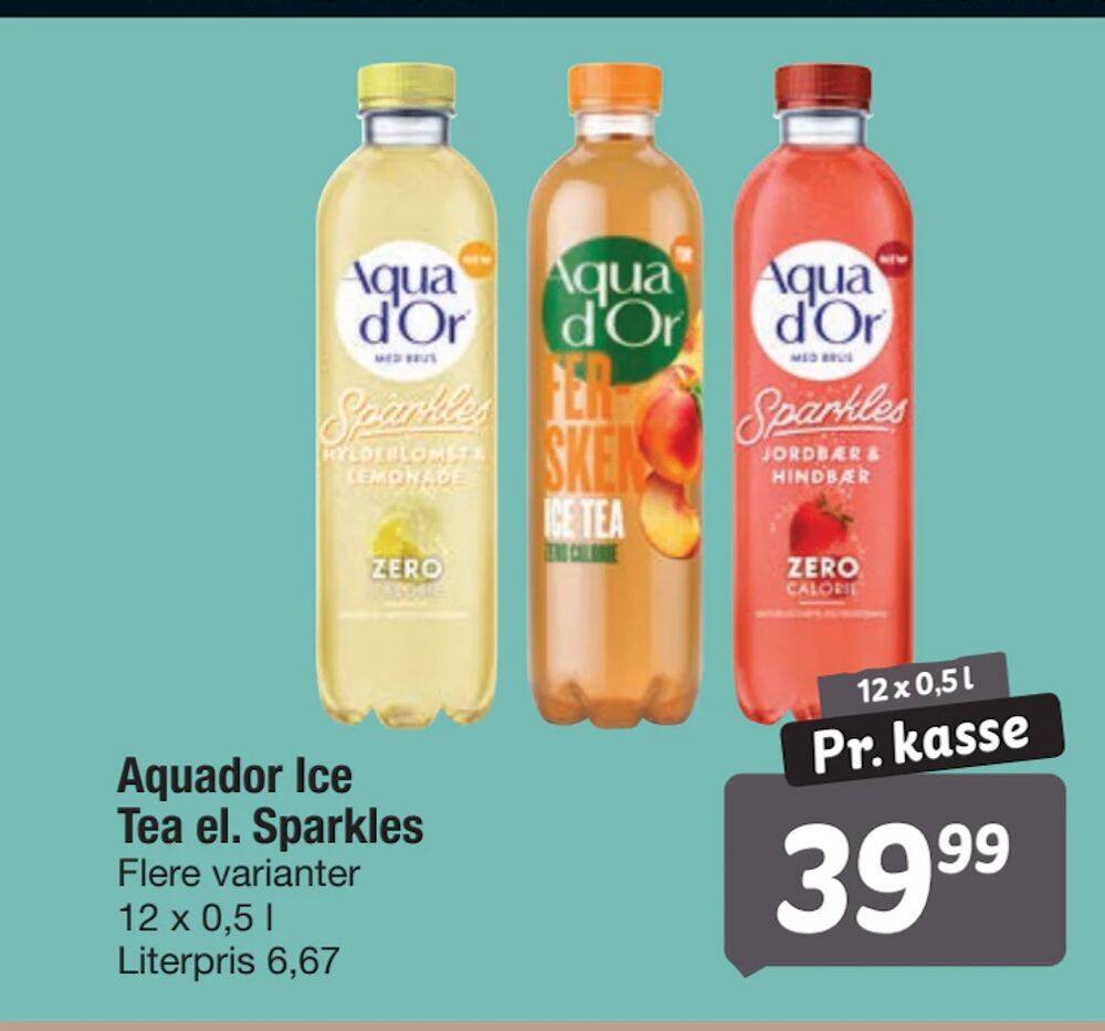 Aquador Ice Tea el. Sparkles tilbud hos Fakta Tyskland