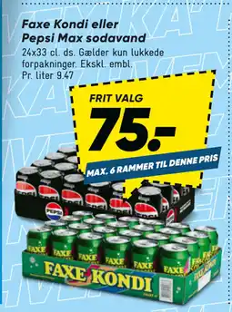 Bilka Faxe Kondi eller Pepsi Max sodavand tilbud