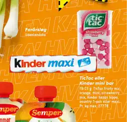Bilka TicTac eller Kinder mini bar tilbud