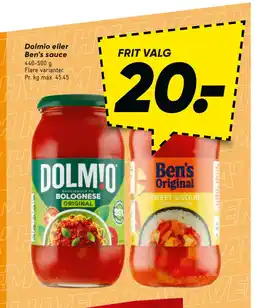 Bilka Dolmio eller Ben's sauce tilbud