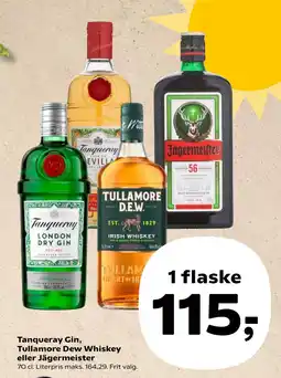 Kvickly Tanqueray Gin, Tullamore Dew Whiskey eller Jägermeister tilbud