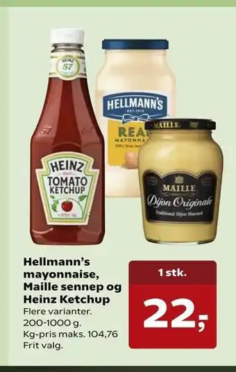 SuperBrugsen Hellmann's mayonnaise, Maille sennep og Heinz Ketchup tilbud