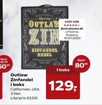 SuperBrugsen Outlaw Zinfandel i boks tilbud