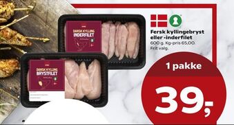 SuperBrugsen Fersk kyllingebryst eller -inderfilet tilbud