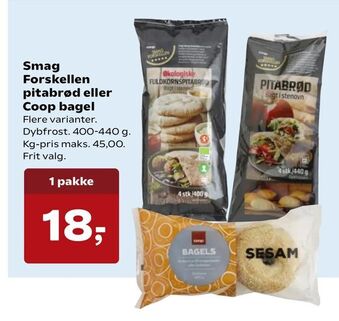SuperBrugsen Smag Forskellen pitabrød eller Coop bagel tilbud