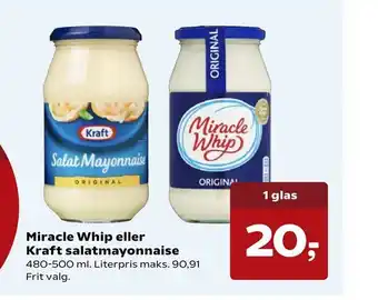 SuperBrugsen Miracle Whip eller Kraft salatmayonnaise tilbud