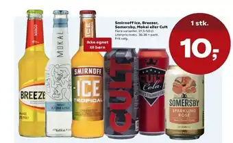 SuperBrugsen Smirnoff Ice, Breezer, Somersby, Mokai eller Cult tilbud