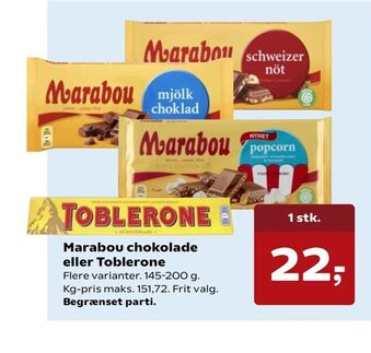 SuperBrugsen Marabou chokolade eller Toblerone tilbud