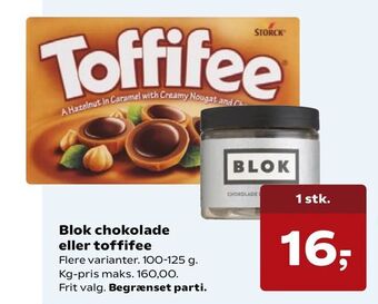 SuperBrugsen Blok chokolade eller toffifee tilbud