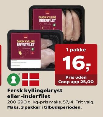 SuperBrugsen Fersk kyllingebryst eller -inderfilet tilbud