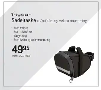 Sadeltaske m/refleks og velcro montering