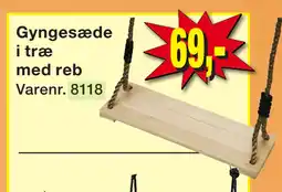 Harald Nyborg Gyngesæde i træ med reb tilbud