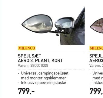 Thansen Spejlsæt aero 3, plant, kort tilbud