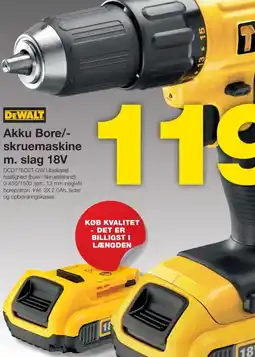 Bauhaus Akku Bore/- skruemaskine m. slag 18V tilbud