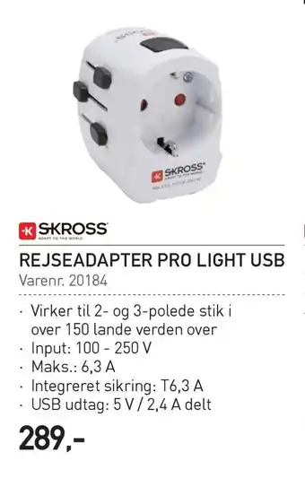 Rejseadapter pro light usb