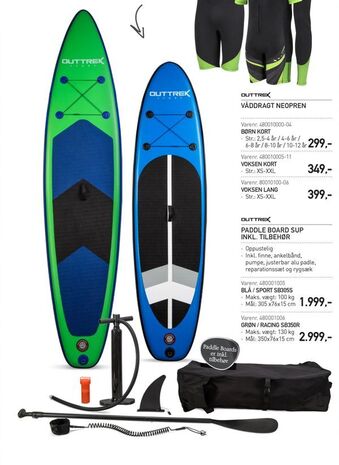 Paddle board sup inkl. tilbehør