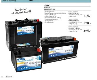 Thansen Batteri equipment gel tilbud