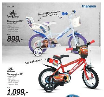 Thansen Disney cykel 12" tilbud