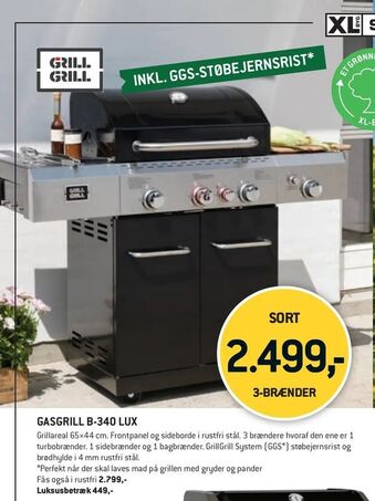 XL-BYG Gasgrill b-340 lux tilbud
