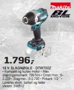 18 V SLAGNØGLE - DTW700Z