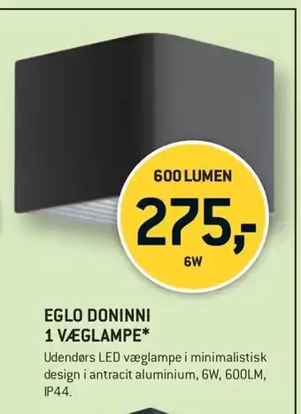 XL-BYG Eglo doninni 1 væglampe tilbud