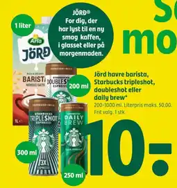 Coop 365 Jörd havre barista, Starbucks tripleshot, doubleshot eller daily brew tilbud