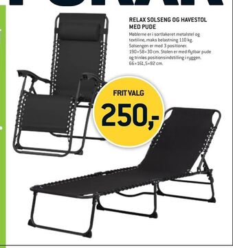 Relax solseng og havestol med pude