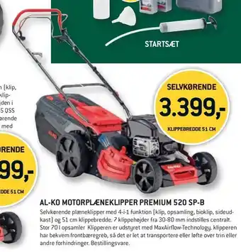 XL-BYG AL-KO MOTORPLÆNEKLIPPER PREMIUM 520 SP-B tilbud