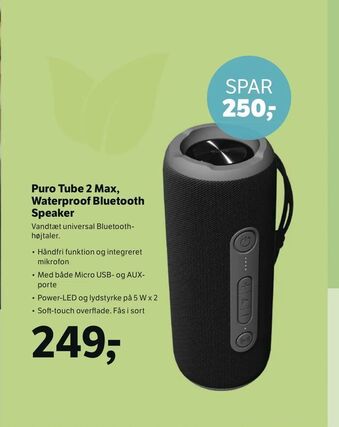 YouSee Puro Tube 2 Max, Waterproof Bluetooth Speaker tilbud