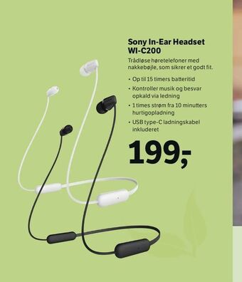 YouSee Sony In-Ear Headset WI-C200 tilbud