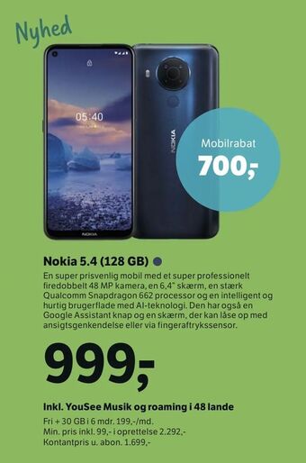 YouSee Nokia 5,4 (128 GB) tilbud