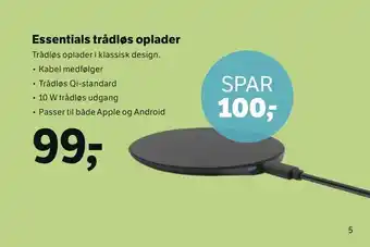 Essentials trådløs oplader