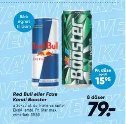 Bilka Red Bull eller Faxe Kondi Booster tilbud