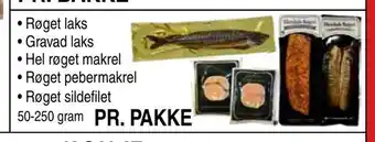 ABC Lavpris Røget laks • Gravad laks • Hel røget makrel • Røget pebermakrel • Røget sildefilet tilbud