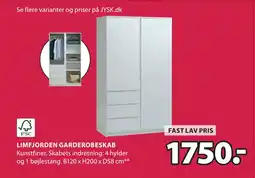 JYSK LIMFJORDEN GARDEROBESKAB tilbud
