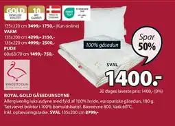 JYSK ROYAL GOLD GÅSEDUNSDYNE tilbud