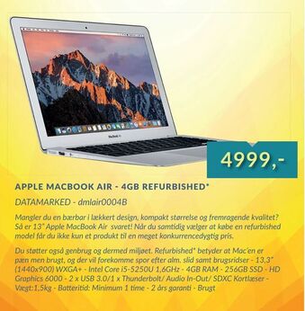 Tjdata Apple macbook air 4gb refurbished tilbud